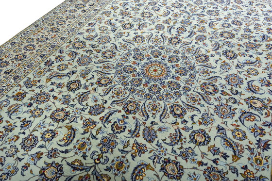 Image 1 of Kashan Kork - Verde pistacchio 412 x 298 cm - Tappeto orientale annodato a mano