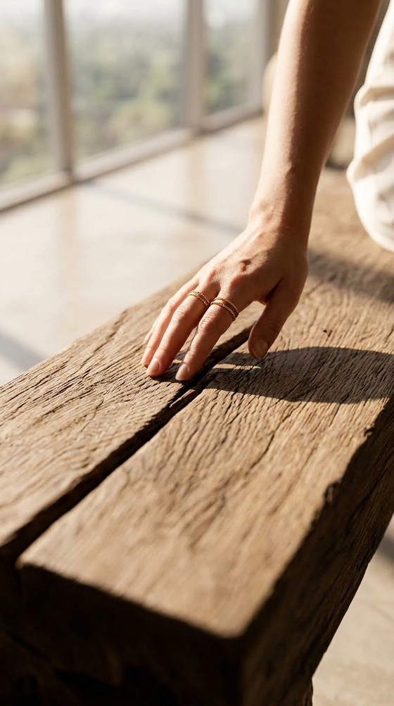 Bank Eikenbalk en Steen – Decoratieve objecten, Wood (photo 6 of 9)