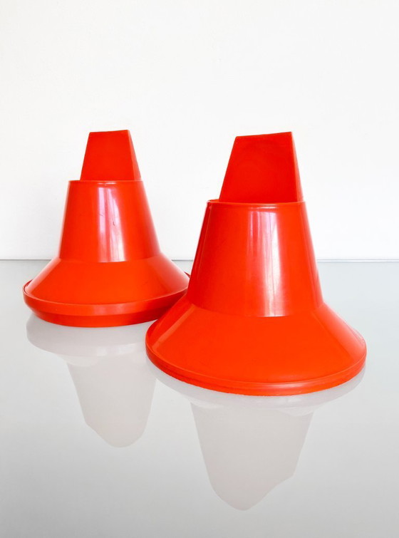 Image 1 of Vintage oranje 70s Giganplast Italy plastic kruk