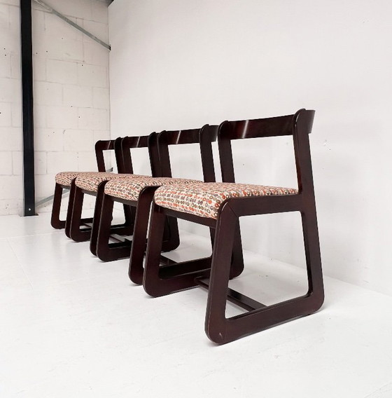 Image 1 of Set di 4 sedie Willy Rizzo rivestite, anni '60