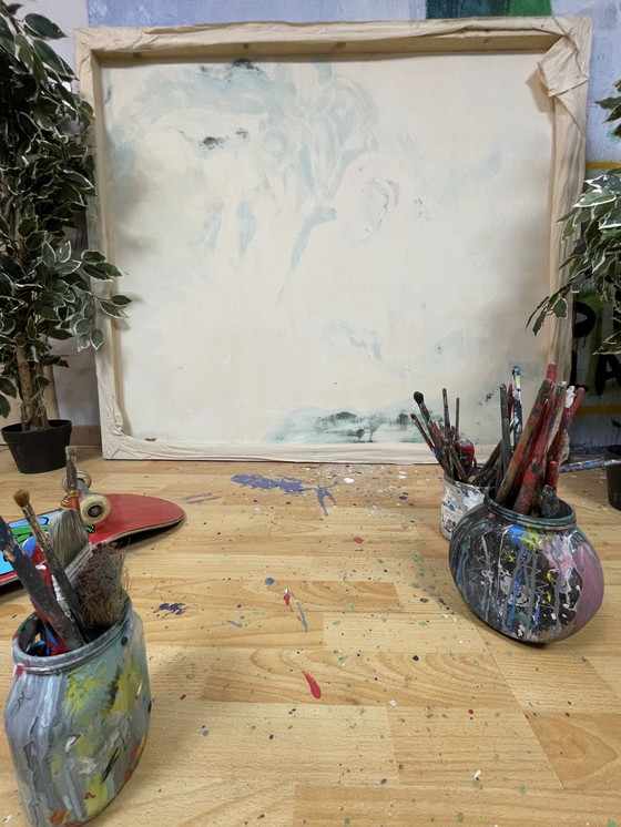 Image 1 of Le giocatrici opera firmata originale Leonardo Di Rocco 150 X 130 cm 