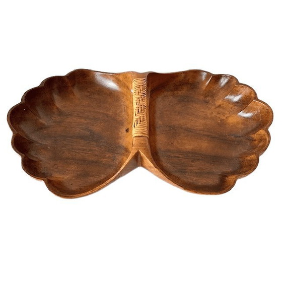 Image 1 of Ciotola vintage in legno di conchiglia di metà secolo, in legno di scimmia, anni '70