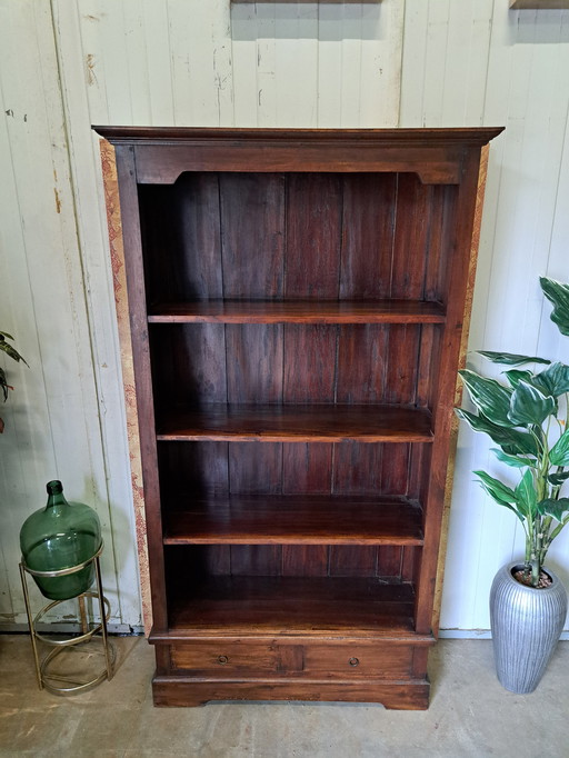 Colonial teak bookcase dim, 97x34cm and 179cm high