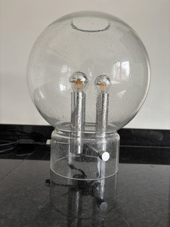Vintage Glashütte Limburg Table Lamp Bubble Glass 1970s (photo 2 of 8)