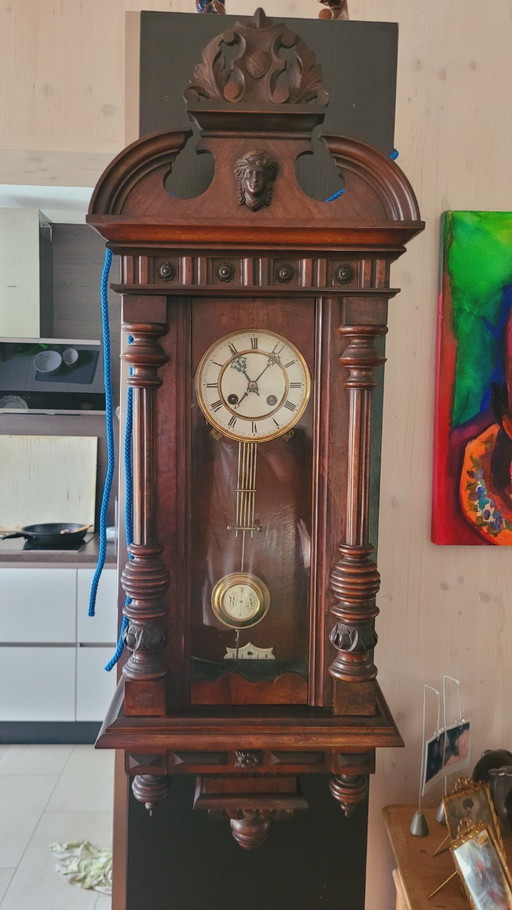 1880 Pendulum Clock Wall Clock Solid Wood