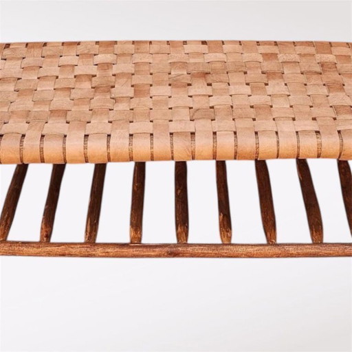 Panca artigianale in pelle naturale – Pouf in stile boho chic marocchino