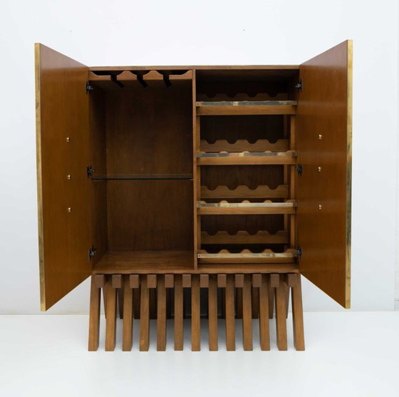 Image 1 of Postmodern Italiaans bar dressoir van Murano glas en messing, jaren 1980