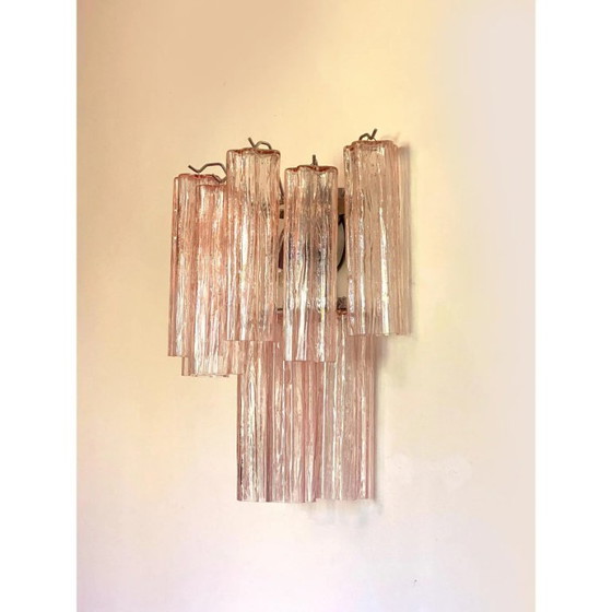 Image 1 of Applique murale contemporaine rose Murano de style Venini