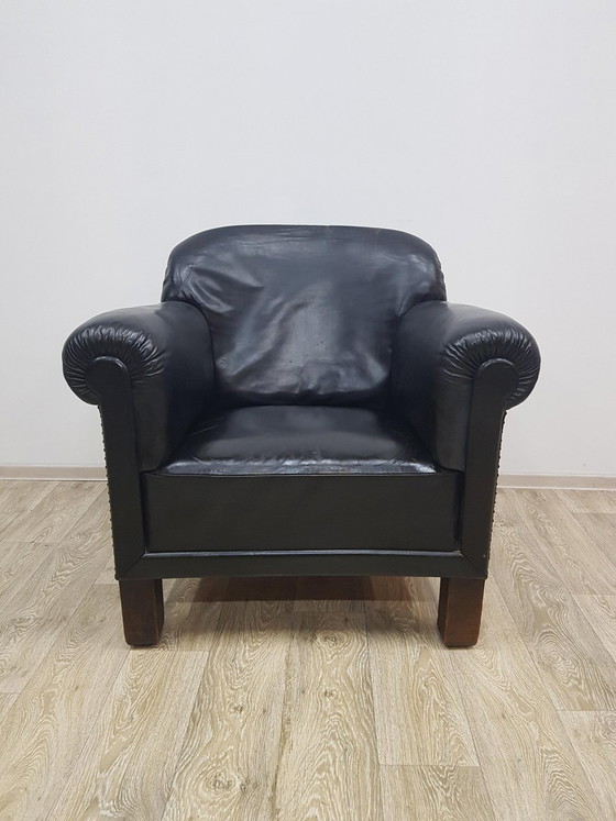 Vintage Art Deco Club Fauteuil in Leer, Jaren 30 – Leather, Wood (photo 3 of 13)