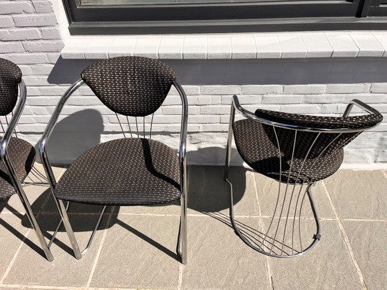 4 X Effezeta Chrome Dining Chair – Eetkamerstoelen, Metal, Textile (photo 6 of 9)