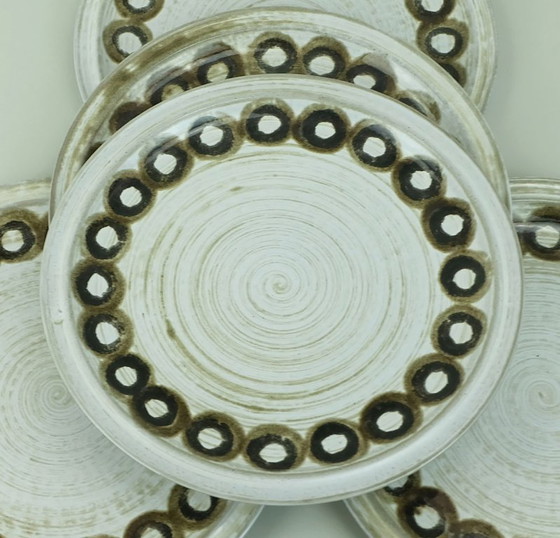 Image 1 of 5 dinner plates ceramano gala sepia esthetique tique gerda heuckeroth 1970s