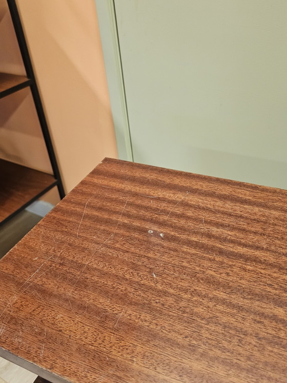 Image 1 of Small Cabinet Teak Veneer Nightstand With Drawer Cabinet Small Cabinet