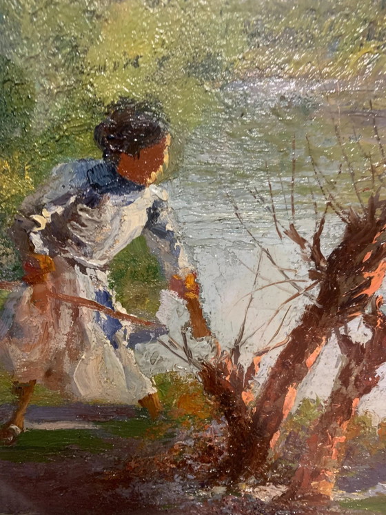 Double peinture à l'huile sur toile par Arnaldo Bartoli, années 1950, Peintures et dessins (photo 10 sur 10)