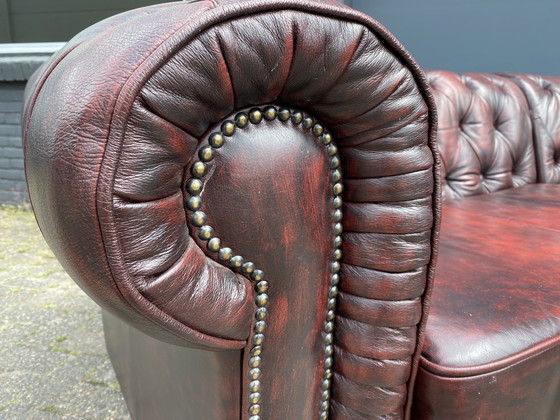Image 1 of Canapé d'angle Chesterfield rouge bordeaux