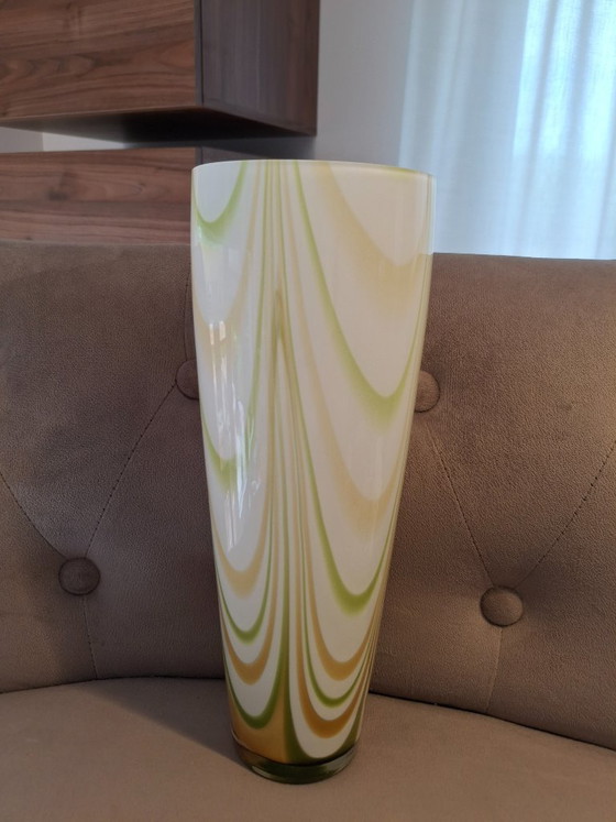 Image 1 of Vintage opal glass vase by Carlo Moretti from Murano (Italy).