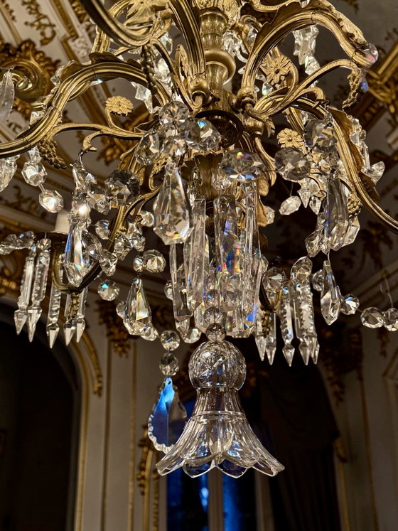 Antique French crystal chandelier ca. 1870 – Richly gilded & cut crystal – 120 × 80 cm✨ – Gold (photo 13 of 14)