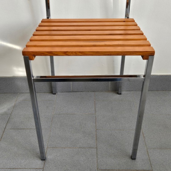 Image 1 of SUITE DE 4 CHAISES VINTAGE 1960 PIN & METAL CHROME 60S DLG CHARLOTTE PERRIAND