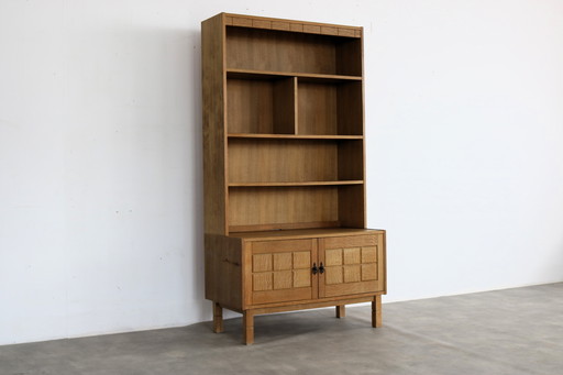 brutalist Danish oak bookcase