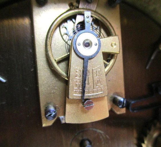 Image 1 of Art Deco burr walnut table clock
