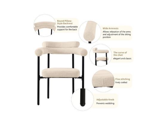 Image 1 of Set di 6 sedie in velluto - con braccioli - Beige