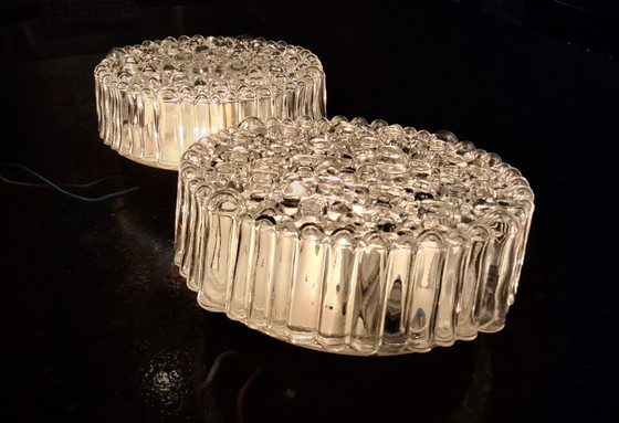 2 Vintage "bubble" glass ceiling or wall lights; Helena Tynell 1960s – Glashütte Limburg, Metal (photo 11 of 15)