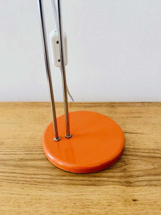 Lidokov Combi Lux Table lamp Stanislav Indra 70s CSSR Chrome Vintage Space Age, Metal, Plastic, Orange (photo 5 of 8)