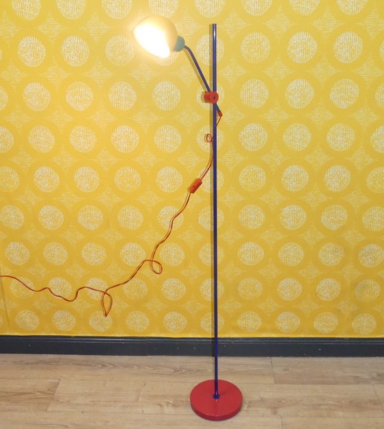 Image 1 of Lámpara de pie años 80 Veneta Lumi Italia COLORIDA lámpara de estudio de metal lámpara de pie filigrana años 80 pop art postmode
