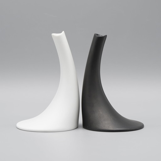 Rosenthal "HEELS" Vase Duo Design James Kirkwood Bisque Porcelain Black & White