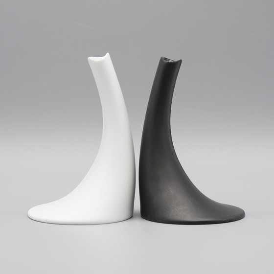 Image 1 of Vase Rosenthal "HEELS" Duo Design James Kirkwood Porcelaine Bisque Noir & Blanc