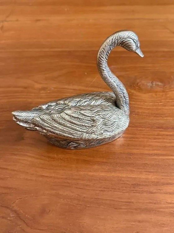 Stapelbare zwaanvormige asbak, Verzilverd metaal 20e eeuw, Tafelaccessoires (foto 11 van 11)