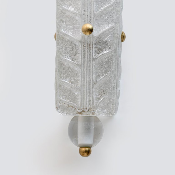 Image 1 of Paire d'appliques murales de style Art déco en laiton et verre de Murano