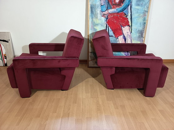 Image 1 of CASSINA 2X Poltrone 637 UTRECHT  (NUOVE MAI USATE) in Velluto 13L Ortigia/Plum con Cuciture in filo Naturale a punta Cavallo