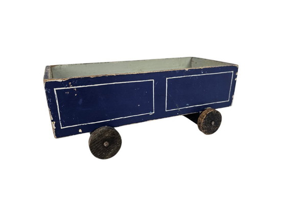 Image 1 of Jouets anciens - Locomotive et 2 wagons - Art populaire - Bois - Circa 1940
