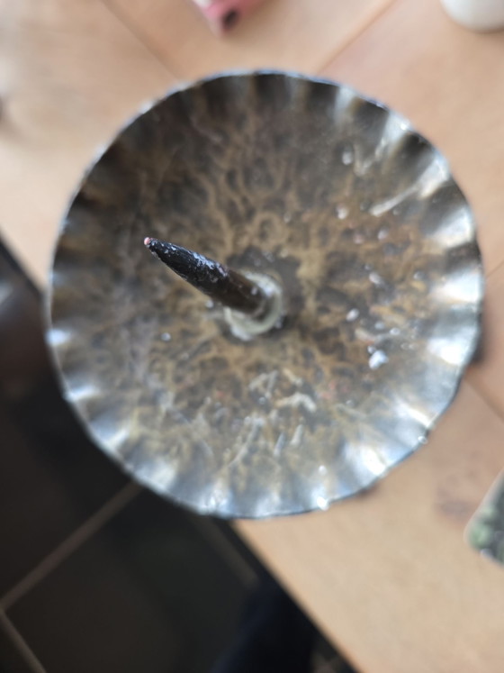 Heavy wrought iron candle holder, Brown (photo 3 of 5)
