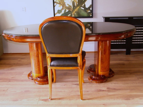 Image 1 of Eetkamerset-Antique Italiaanse eetkamer set (tafel/6 stoelen/marmer topper