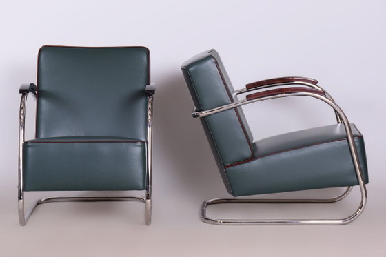 Restored Bauhaus Stool, by Robert Slezák, Chrome, Leather, Czech, 1930s (photo 4 of 20)