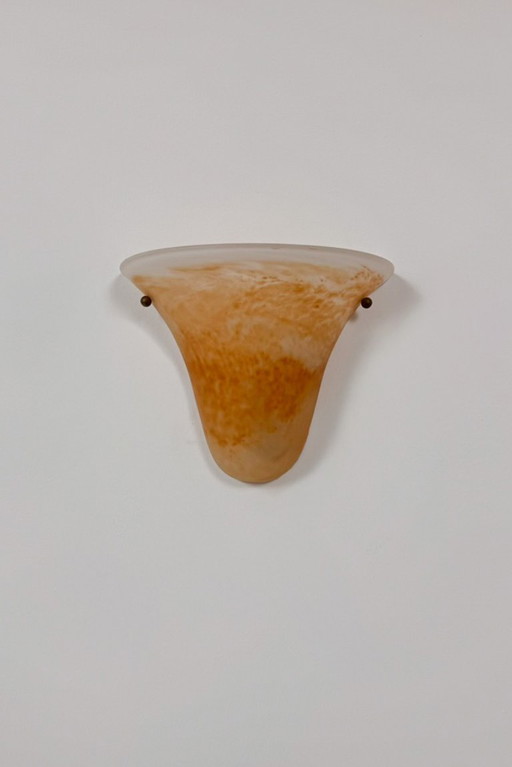 Vintage gesprenkelte orange Glas Wandleuchte, Italien 1970