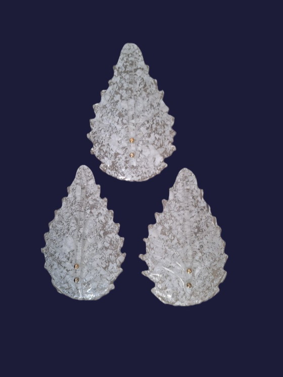 Image 1 of Conjunto de tres preciosas lámparas de pared de Murano (Barovier Toso)