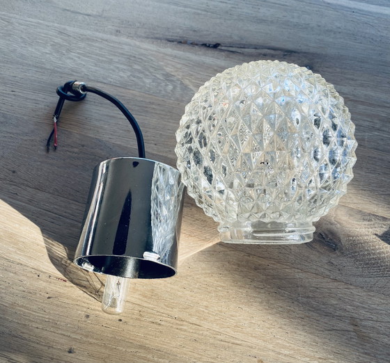 Image 1 of Vintage Jaren 60 Glazen Hanglampje