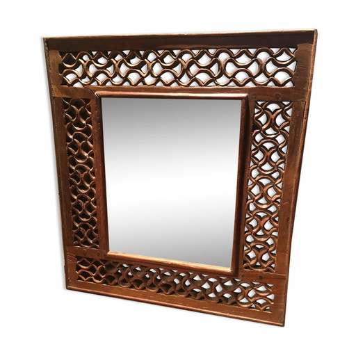 Miroir en teck sculpté 55X61cm