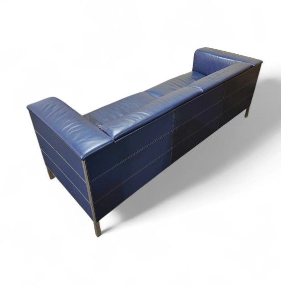 Poltrona Frau set / donkerblauw leer / Talus / bank - stoelen / 3-zits / 2 x loungestoelen – Loungesets (photo 13 of 14)