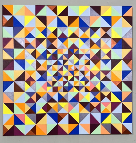Image 1 of Lena László, acrylique sur toile, 'Exactly 299 triangles