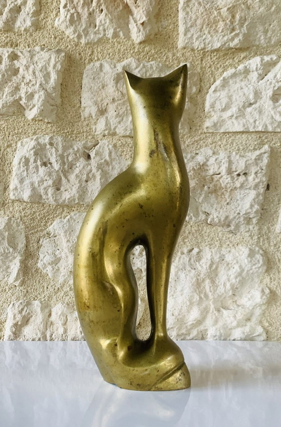 Image 1 of Sculpture de chat siamois en laiton