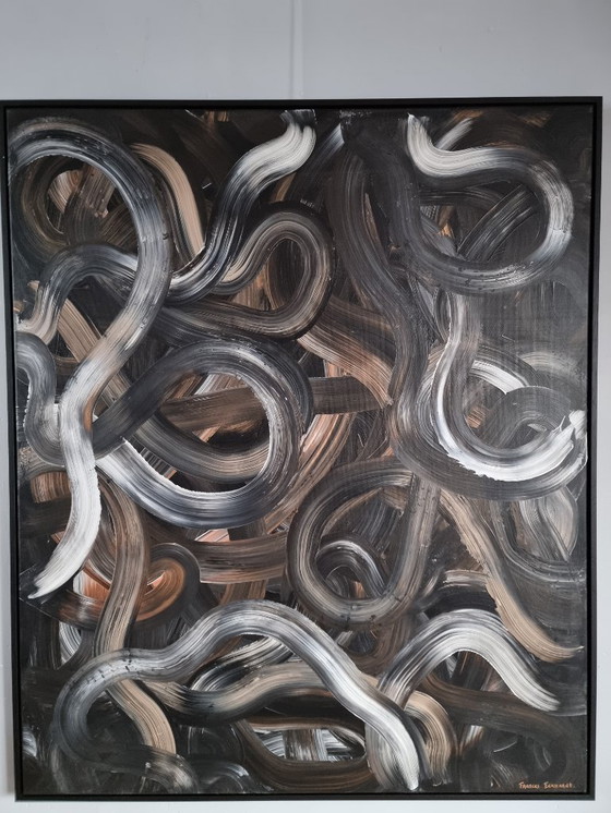 Image 1 of Abstract modern painting handmade 100x120 framed