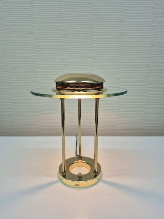 Lampada da tavolo Saturn Robert Sonneman. Lampada da scrivania vintage in ottone, Lampade da tavolo, Vetro (foto 9 di 10)