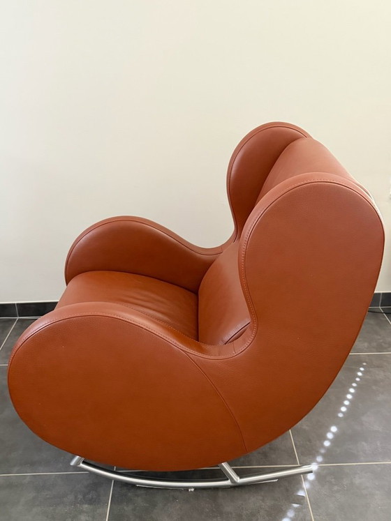 Schommelstoel Met Poef Big Oma Durlet – Schommelstoelen, Leather, Metal (photo 6 of 12)