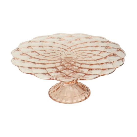 Image 1 of Pink Cake Stand Art Deco Diamond Pattern