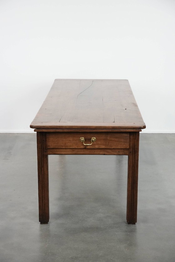 Image 1 of Antique French dining table with drawers and pull-out shelf