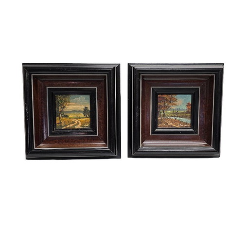 Paintings on board of summer and autumn, 20th century