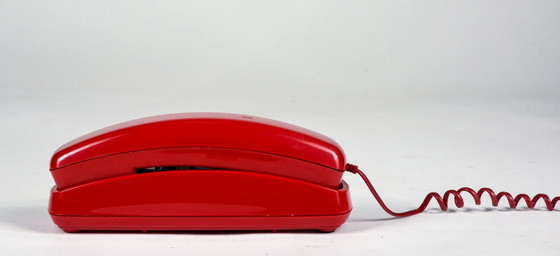 Red Plastic Wall or Desk Telephone, CAT Brand, with Three-Pole Connection, Italy 1980, Decorative Objects (photo 10 of 10)